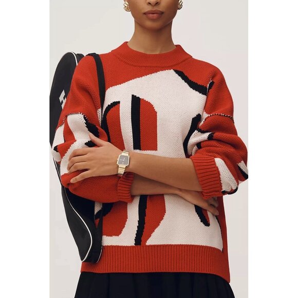 NWT Size M - Anthropologie Oversized Graphic Monogram Sweater (NWT US$ 158) - Picture 4 of 16
